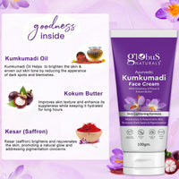 Globus Naturals Ayurvedic Kumkumadi Skin Lightening Face Cream, Enriched with Manjistha & Kokum Butter, Chemical Free, Cruelty Free, Suitable For All Skin Types, 100 ml (Pack of 1)