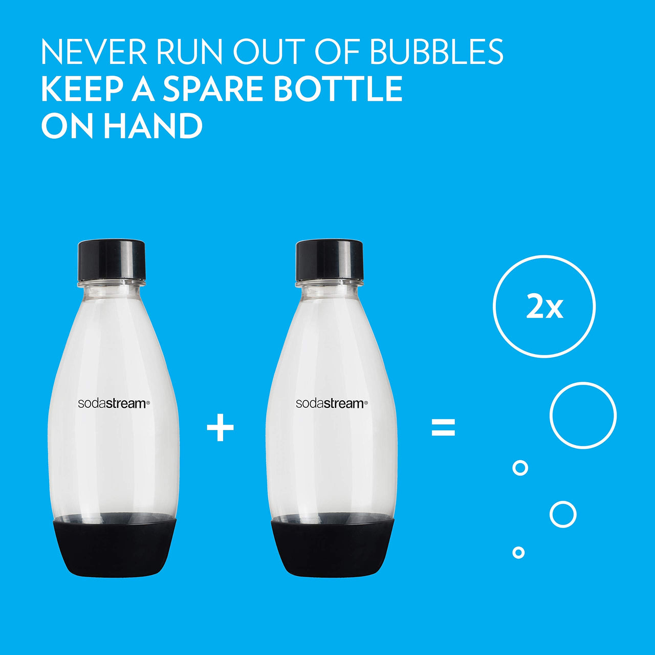 sodastream 0.5L Twin Pack Dishwasher Safe Slim Bottle (Black) Dishwasher Safe Black 0.5L Pack of 2
