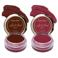 Seven Seas Lips & Cheek Tint Combo Pack of 2 | Matte Natural Blush for Women | Lip Tint with Vitamin E | Nourishing Cheek Tint (Maroon, Mandy)