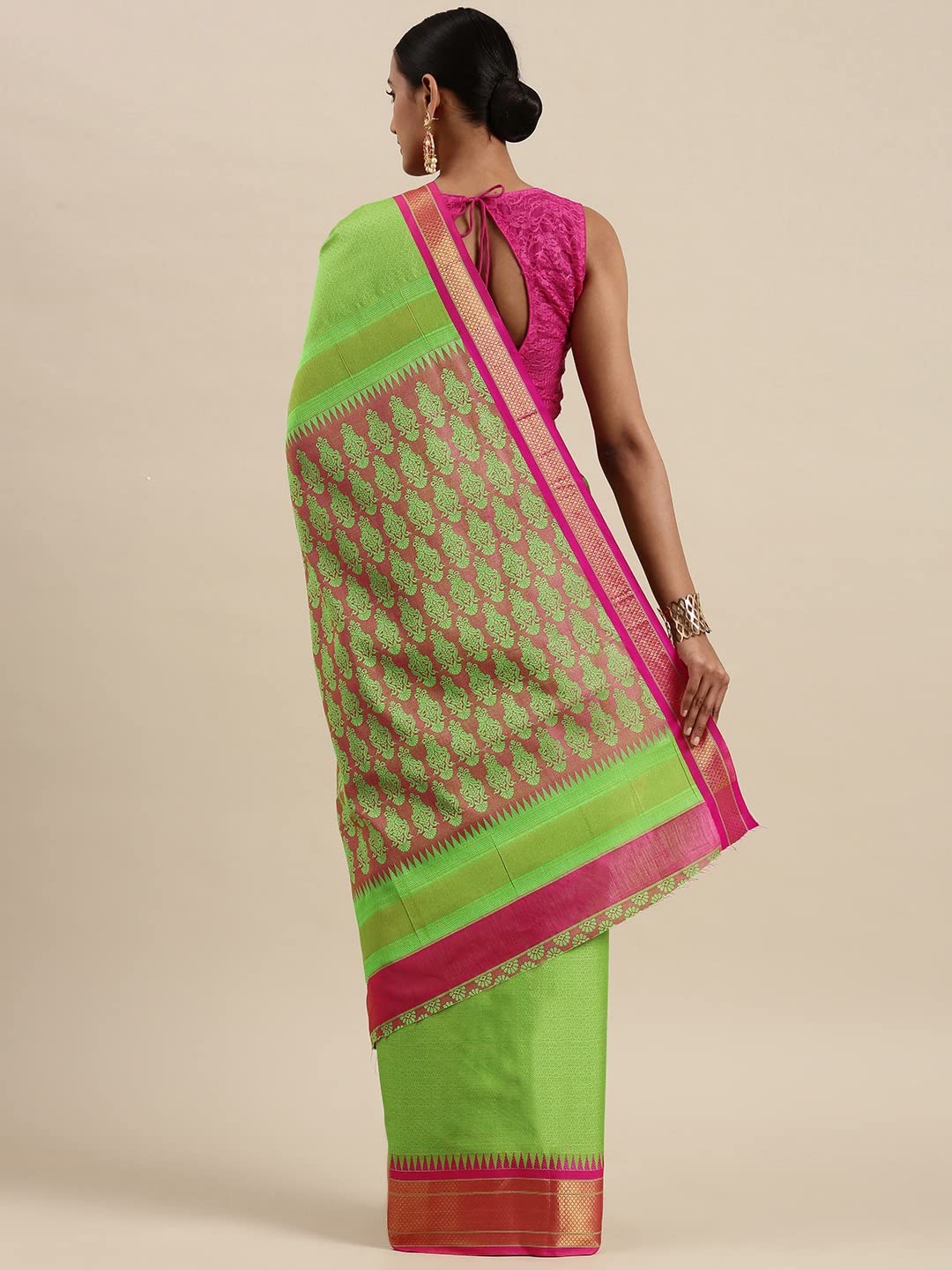 Pandadi Saree Women's  Cotton Silk Saree With Blouse Piece