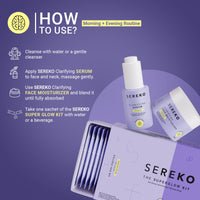 Sereko Advanced Active Vitamin C Skin Regime Kit Combo | 50X Vitamin C Face Moisturiser 50 ml, Clarifying Serum 30 ml & Super Glow Collagen Powder - 30 Sachet x 4g