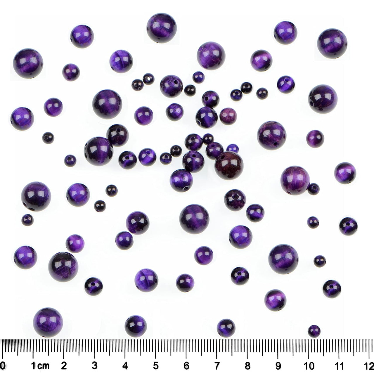 Bymitel 210pcs Natural Crystal Beads Stone Gemstone Round Energy Healing Loose Beads with Stretch Cord for Jewelry Making Bracelets Anklets (Purple Tiger's  Eye, 4mm 210pcs) Purple Tiger's  Eye