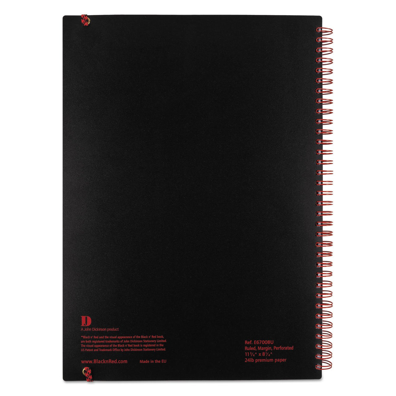 Black n' Red Notebook, Business Journal, 11-3/4" x 8-1/4", 70 Sheets, Ruled, Optik Paper, Scribzee App, Flexible Poly Cover, Wirebound, Black (E67008) 1 Count 11-3/4" x 8-1/4"