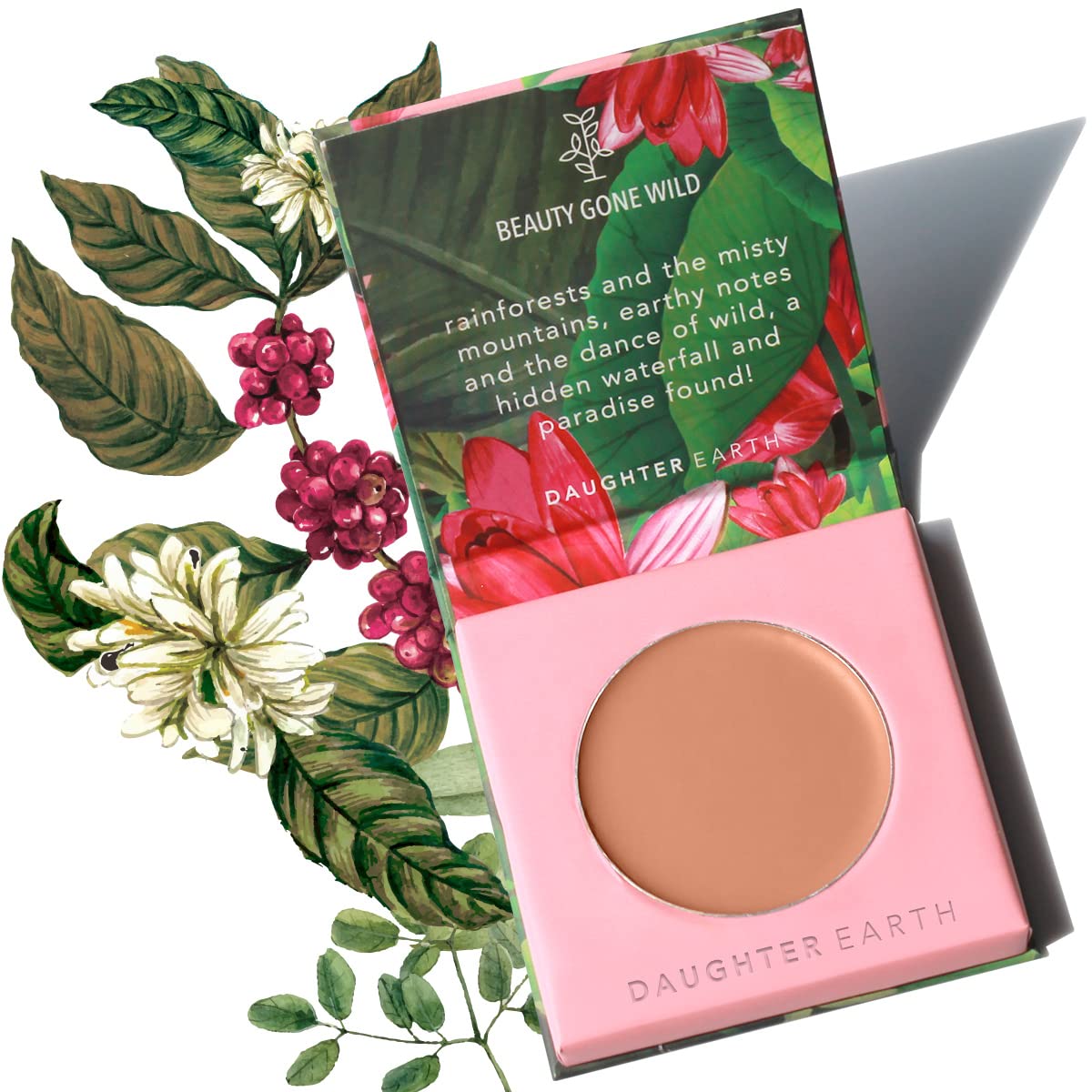 DAUGHTER EARTH High Coverage Concealer For Face Makeup, Lightweight & Breathable Silicone Free 100% Vegan Make Up, Creaseless Finish | Pro Concealer With Bakuchiol | Mocha, Natural, Powder