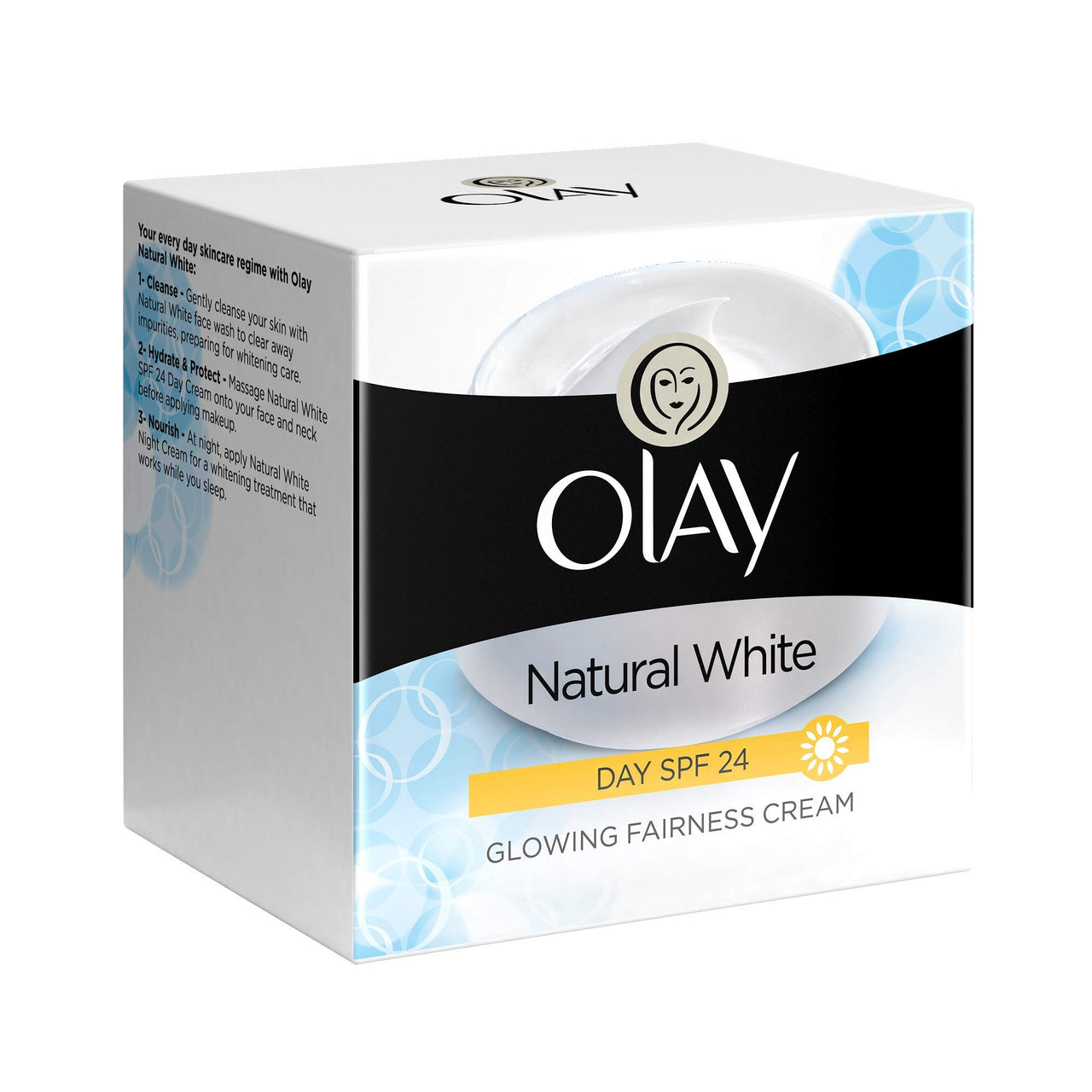 Olay Day Cream Natural White Fairness Moisturiser SPF 24, 50g & Olay Night Cream Total Effects 7 in 1, Anti-Ageing Moisturiser, 50g