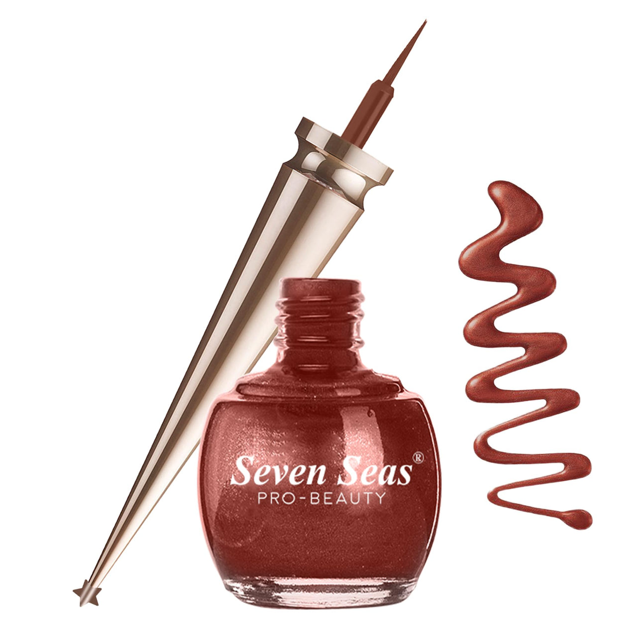 Seven Seas Liquid Color Eyeliner - 5ml | Waterproof | Smudgeproof | Long Lasting | Eyeliner for Women (Rust, 5ml)