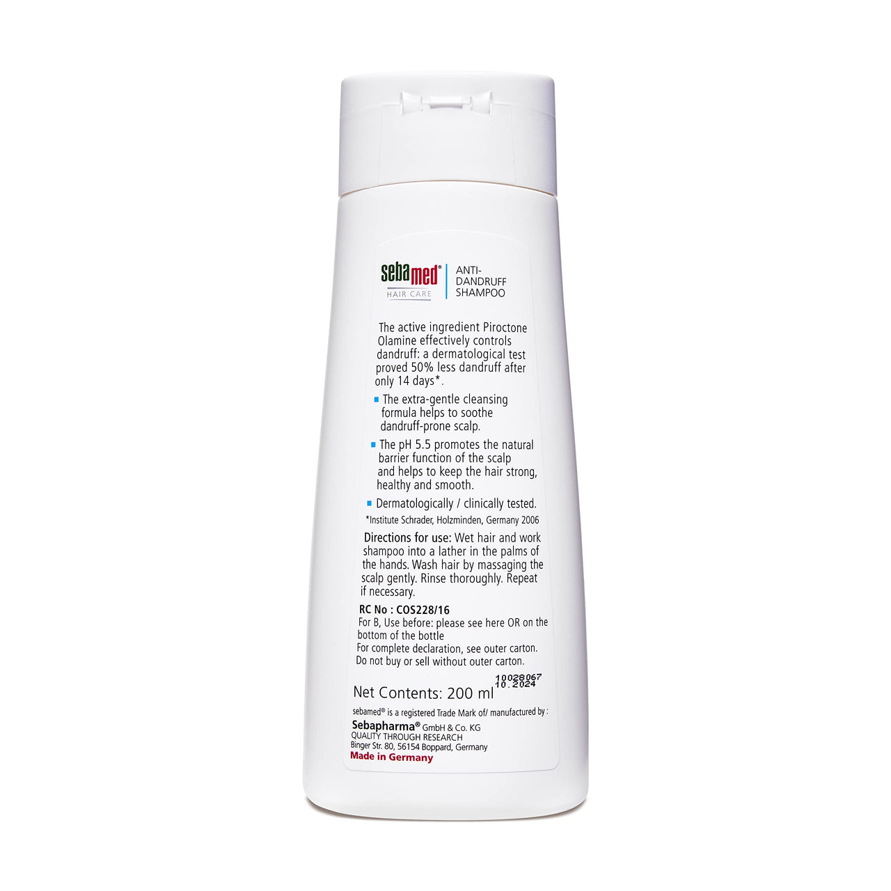 Sebamed Anti Dandruff Shampoo 200 ml | pH 5.5 | Reduces dandruff, scalp itching and irritation | Piroctone Olamine | Phthalates, SLS, Toxin and Parabens free | 50% dandruff reduction in 2 weeks | Pack of 4