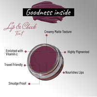 Seven Seas Lips & Cheek Tint Combo Pack of 2 | Matte Natural Blush for Women | Lip Tint with Vitamin E | Nourishing Cheek Tint (Wine Berry)