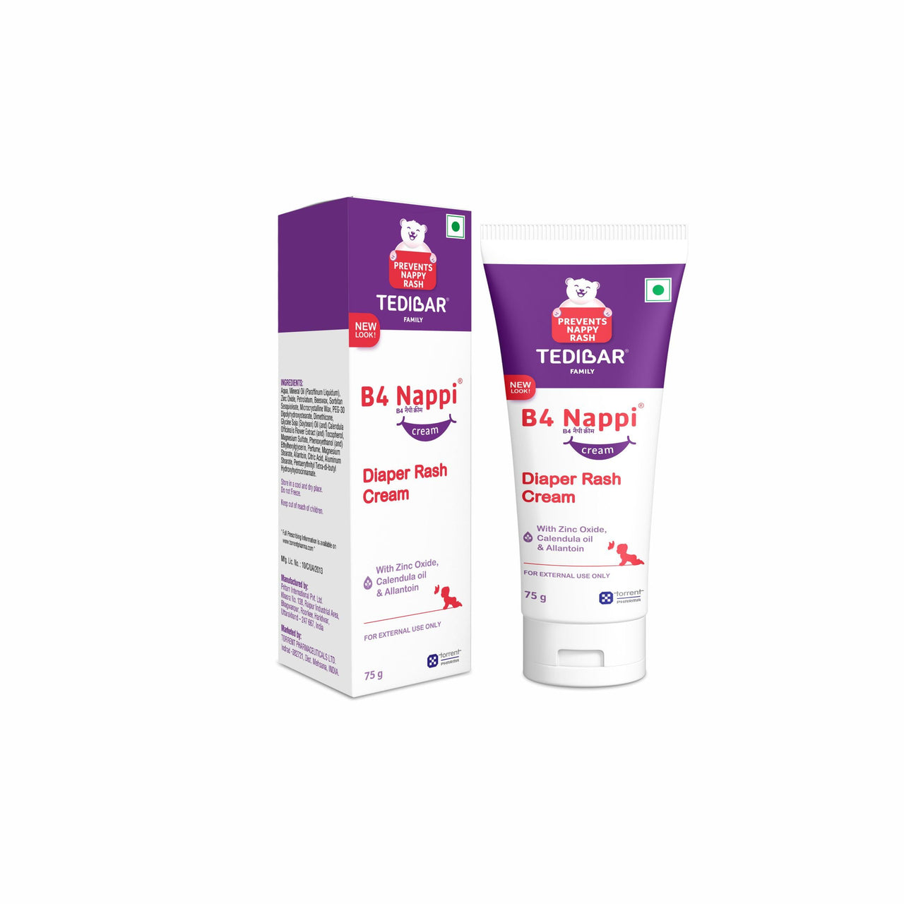 Tedibar Baby Bathing Bar - 75g x 2 | For Baby’s Sensitive Skin | Gentle Cleansing, Skin-friendly, pH 5.5 & B4 Nappi Cream 75g - No.1 Pediatrician Prescribed Diaper Rash Prevention Cream.