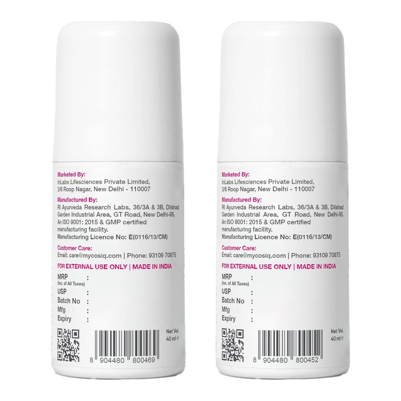 COS-IQ Roll-On Serum Combo Pack - Stretch Marks Removal Roll-On and Brightrning Underarm Serum for Men & Women (40ml x Pack of 2)