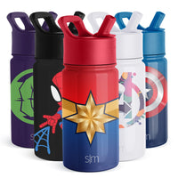 Simple Modern Marvel Kids Water Bottle with Straw Lid | Insulated Stainless Steel Reusable Tumbler Gifts for School, Toddlers, Girls | Summit Collection | 14oz, Captain Marvel 14oz Water Bottle Marvel-Captain Marvel