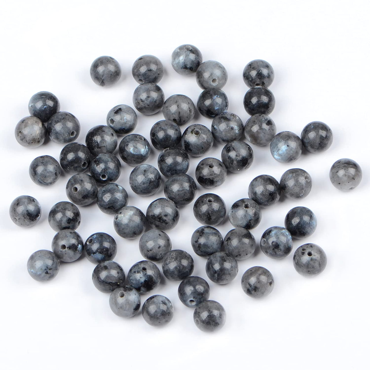 Bymitel 210pcs Natural Crystal Beads Stone Gemstone Round Energy Healing Loose Beads with Stretch Cord for Jewelry Making Bracelets Anklets (Larvikite Labradorite, 6mm 210pcs) Larvikite Labradorite