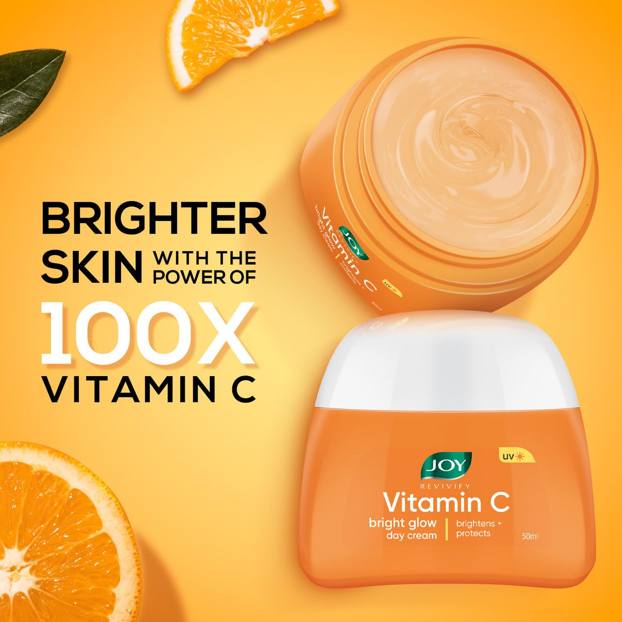 Joy Vitamin C Face Wash (150ml) & Face Cream (50ml) Combo Value Pack for Bright & Glowing Skin | Skin Care For Dullness Removal & Sun Protection | Daily Morning Routine for Men & Women (200 ml Combo Pack of 2)