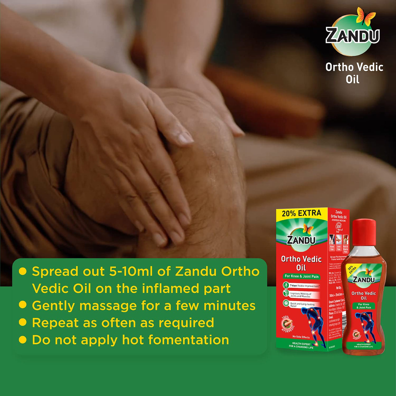 Zandu Ortho Vedic Oil - 120ml | Ayurvedic Oil for Relief from Knee and Joint Pain,Muscle Pain, Osteoarthritis Visible Improvement in 7 days
