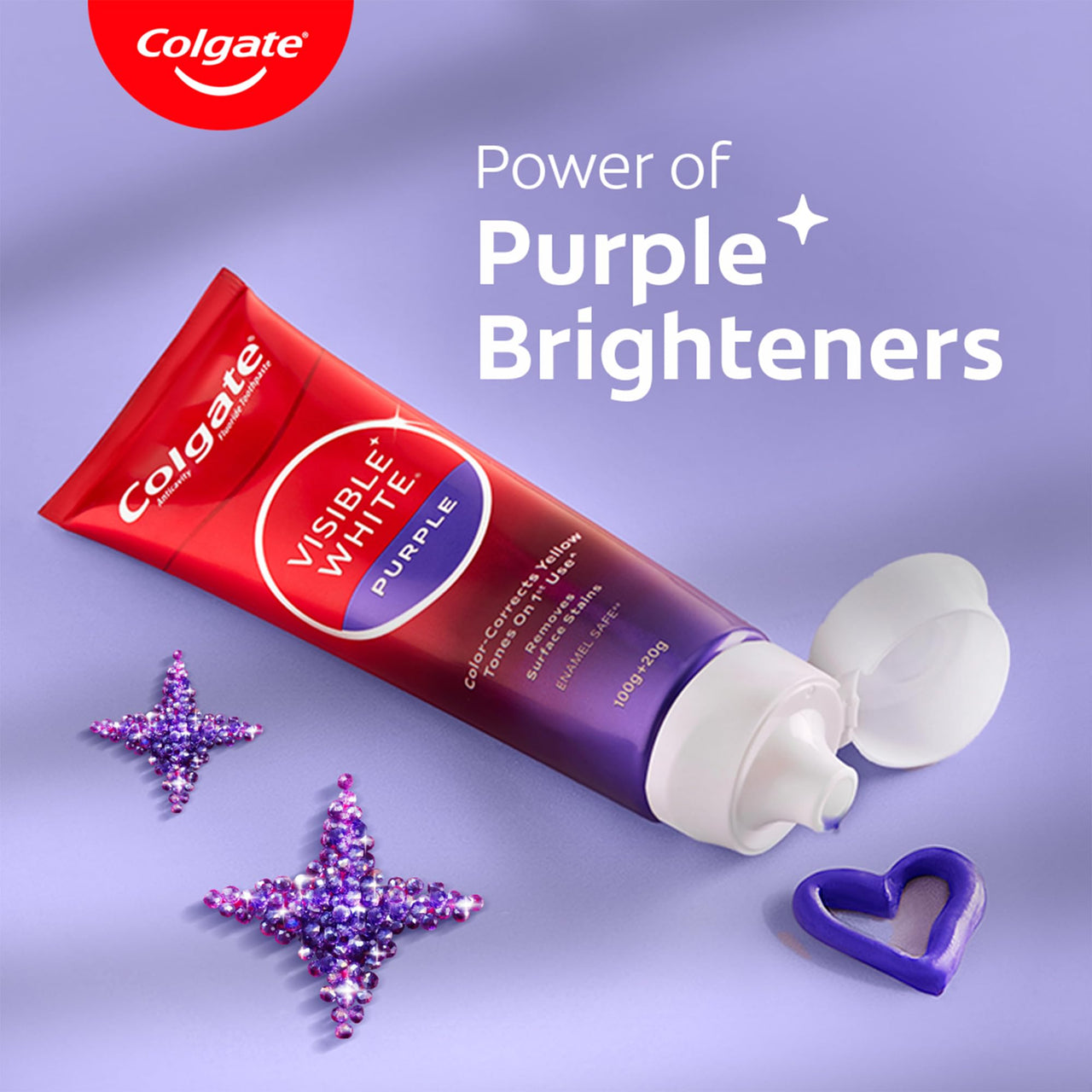 Colgate Visible White Purple Visible White Purple 200+40g 240 gm Tube