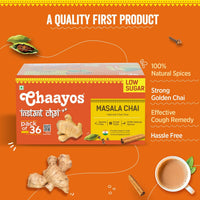 Chaayos Instant Tea Premix - Ginger Flavour - Low Sugar (36 Sachets) | Instant Tea | Tea Premix | Ginger Tea | Ginger Chai | Assam Tea | Flavored Tea | Adrak Chai Mix 390 Gram