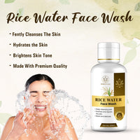 Herbalvani Rice Water Face Wash | Enriched with Rice Water, Niacinamide & Glycolic Acid | Deep Cleansing & Skin Brightening | For All Skin Types | 100ml