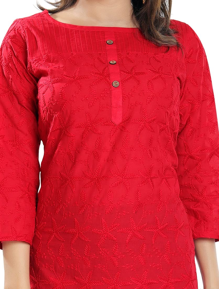 DARIKA Present Pure Chickari Cotton White Colour Kurti for Women All Small & Plus Size.