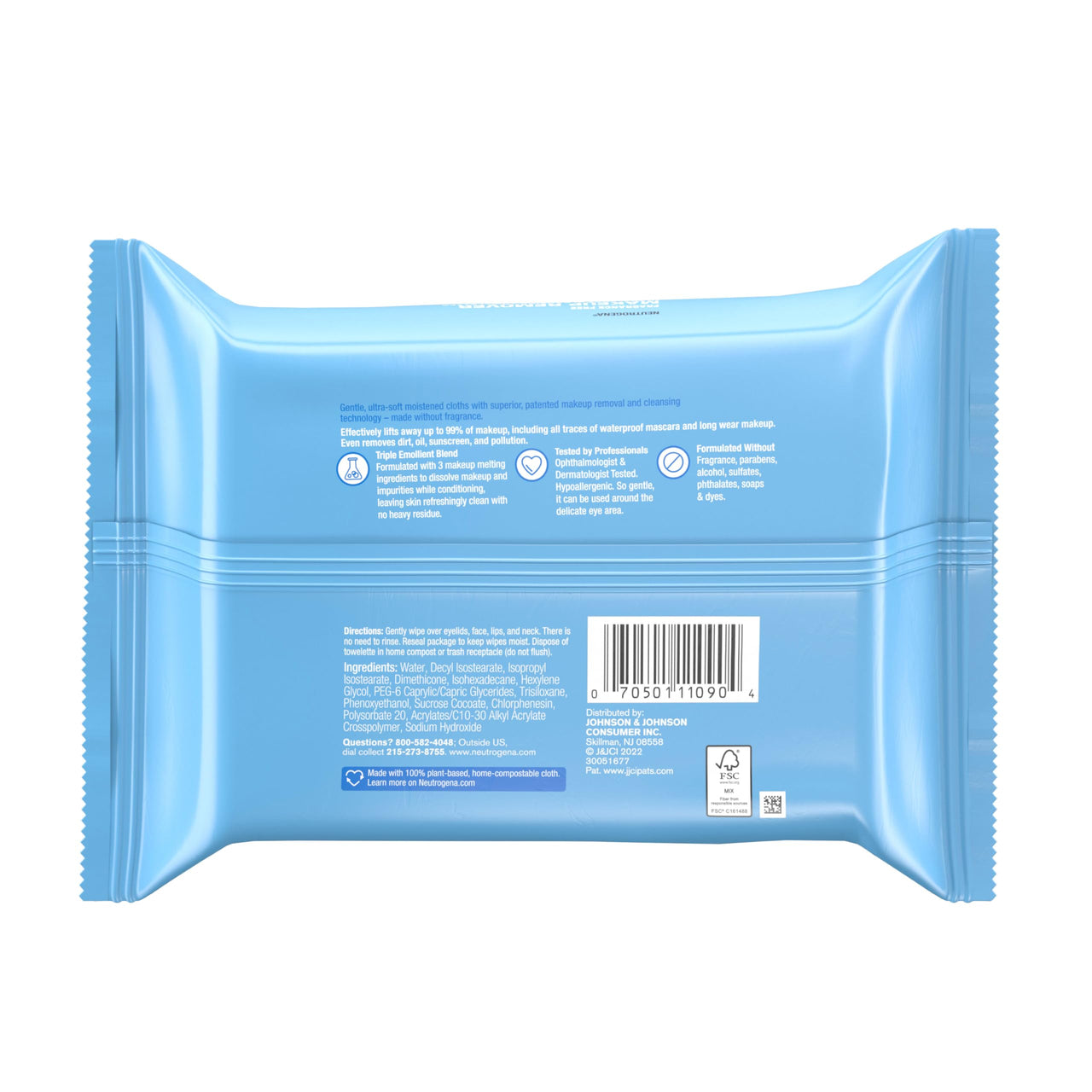 Neutrogena Fragrance-Free Make-Up Remover Cleansing Towelette, 25 Count