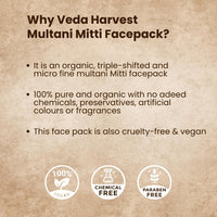 VEDAHARVEST Harvest Multani Mitti Face Pack/Mask, 100gm| Removes Acne, Blackheads, Pigmentation | Natural Face Glow For Man And Women | Chemical Free | Ayurvedic Face Mask