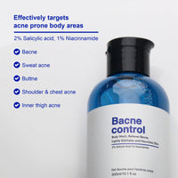 Raw Essentials Bacne Control Body Wash, 2% Salicylic Acid, 1% Niacinamide 300ml (Pack of 1), Relieves Body Acne, Exfoliates and Nourishes Skin, SLS & Paraben Free, For Men & Women