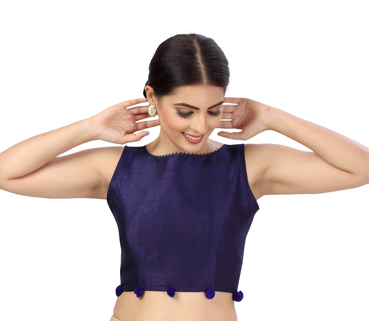 X3 Women's  Polyester Silk Sleeveless Saree Blouse