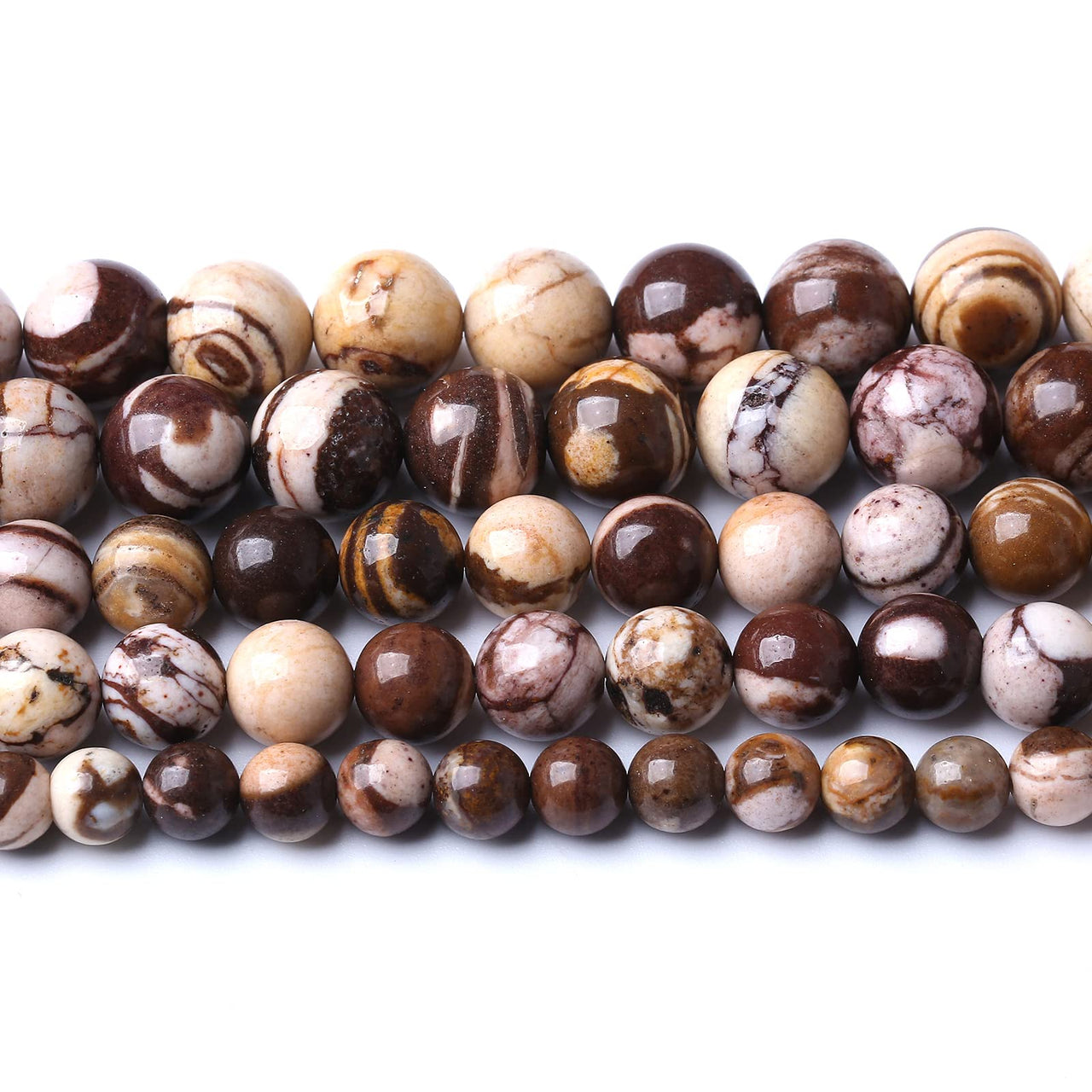 Natural Stone Beads Australia Zebra Gemstone Round Loose Beads for Jewelry Making DIY Bracelet Crystal Energy Healing Power Stone 6mm 60pcs (6mm, Australian Zebra Jasper)