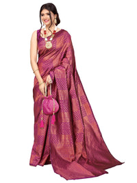 Satrani Women's Jacquard Poly Silk Saree With Unstitched Blouse Piece