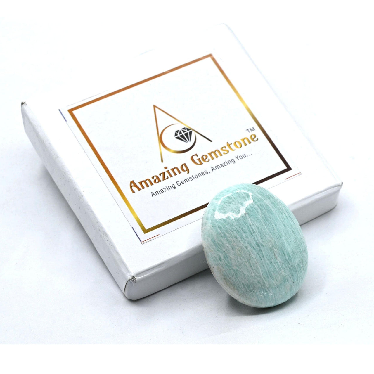 Amazonite Palm Stone - Pocket Massage Worry Stone for Natural Body Chakra Balancing, Reiki Healing and Crystal Grid Amazonite