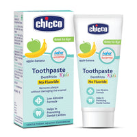 Chicco Toothpaste, Strawberry Flavour for 1Y to 6Y Bab (50g)&Chicco Toothpaste, Applebanana Flavour for 6m to 6Y Baby, Fluoride-Free, Preservative-Free,Cavity Protection (50 Millilitre)