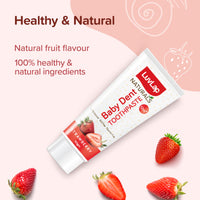 LuvLap Naturals 100% Natural Baby Toothpaste 50G, Strawberry Flavour, Sls & Fluoride Free Kids Toothpaste, Removes Plaque, Prevents Bacteria, Ensures White Teeth, Neutral Ph, 12M+