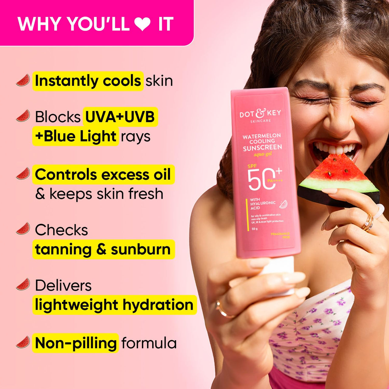 Dot & Key Ceramides & Hyaluronic Skin Barrier Repair + Face Cream-100g & Dot & Key Watermelon Cooling Sunscreen Spf 50 Pa+++ - 50g | For Normal Skin | Skin Care Combo | For Women & Men