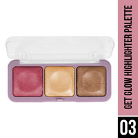 Hilary Rhoda Get Glow Highlighter Palette | Ultra Blendable & Long Lasting | Shimmer Finish & Illuminating Glow | Highly Pigmented & Easy To Blend Shades | 3 Shades in 1 Palette - 15g (Shade - 03)