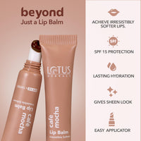 Lotus Herbals Café Mocha Lip Balm with SPF 15 for Dry and Chapped Lips, Moisturises, Softens, and Repairs Skin, Glossy Finish, With Vitamin E, Brown Tint, (Brown,10g)