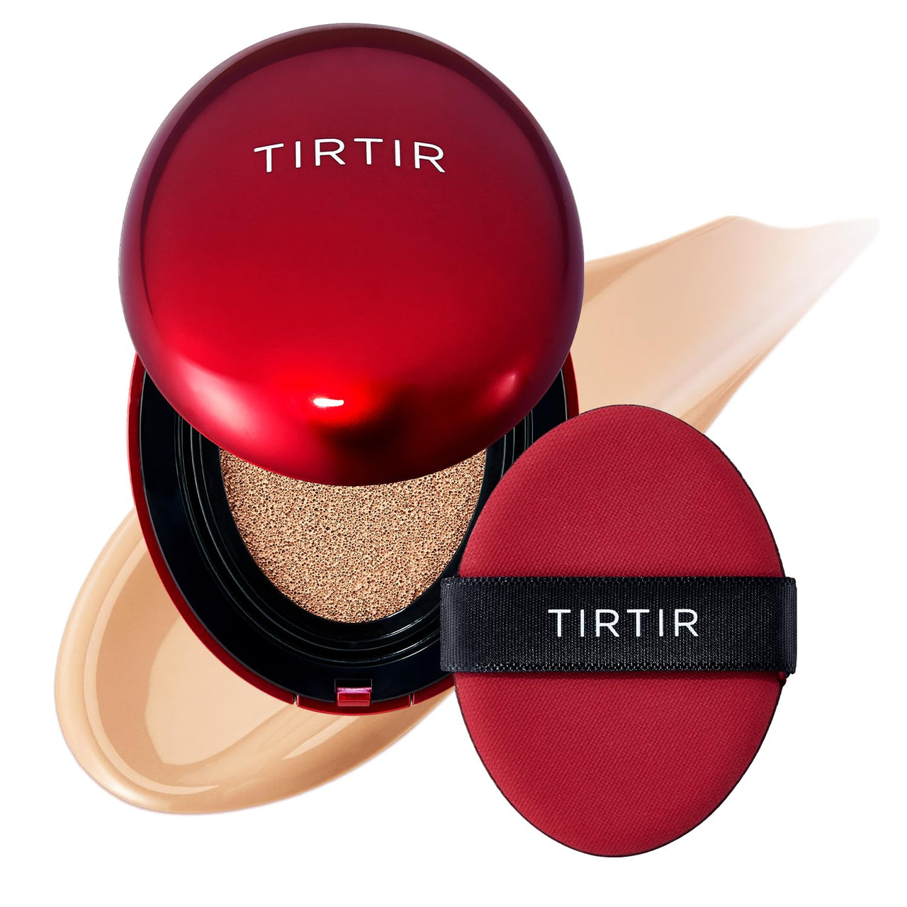 TIRTIR Normal Mask Fit Red Cushion Foundation, Full Coverage, Skin Fit, Satin Glow Finish, Korean Cushion Foundation #22N Shell Beige, 4.5G