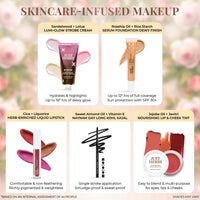 Just Herbs Wedding Kit Glam Essentials with Matte Lipstick | Lip & Cheek Tint | Strobe Cream | Kajal | Sindoor | Eyeshadow Palette | Nail Paint | Serum Foundation | Blush Drops All in One Makeup Gifting Kit for Women (Pack of 9)