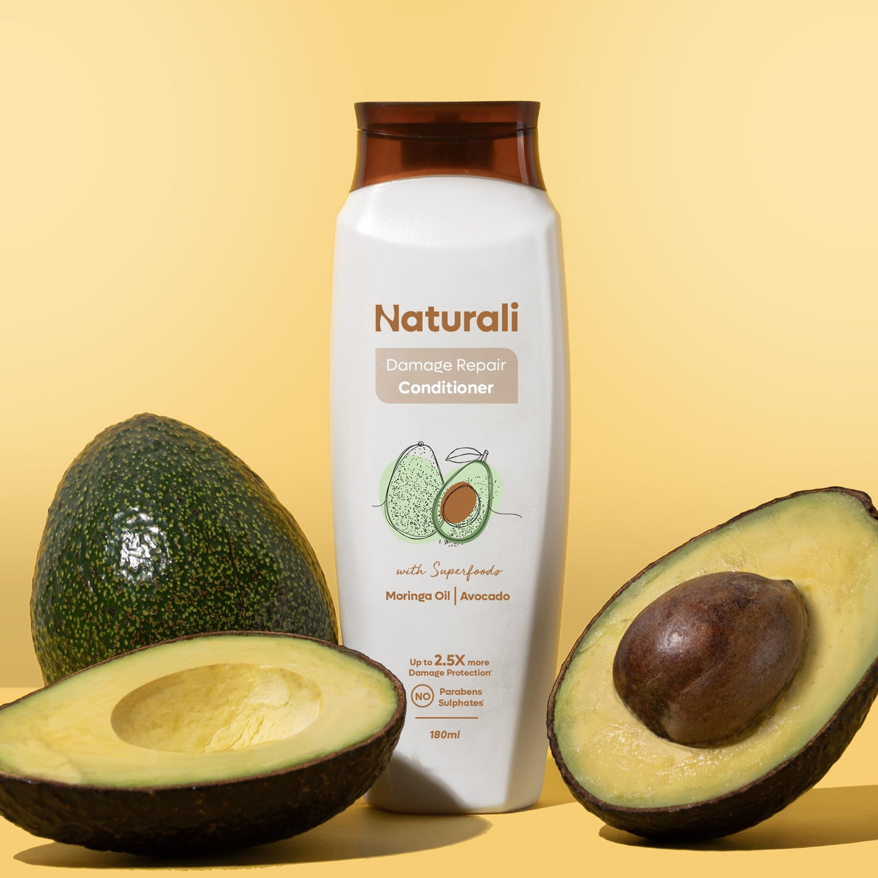 Naturali Hairfall Arrest Shampoo + Damage Repair Conditioner | Strengthens Hair & Promotes Regrowth | Repairs Split Ends | Smoothes Dry, Damaged Hair | Sulphate & Paraben Free | 200ml + 180ml