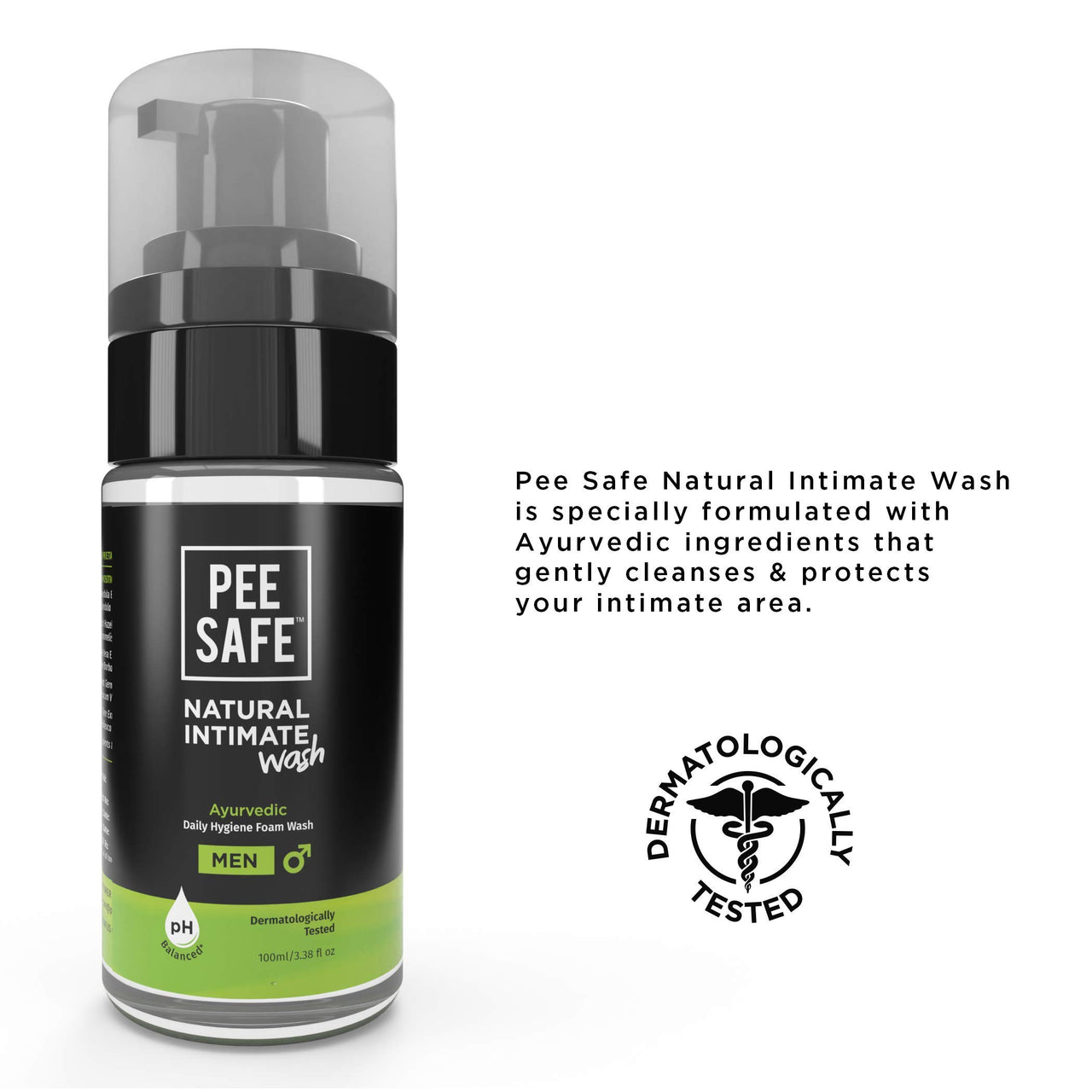 PEESAFE Natural Intimate Wash For Men With Ayurveda Extracts 100 Ml & Peesafe Natural Intimate Wipes 10 Count (Pack Of 4)