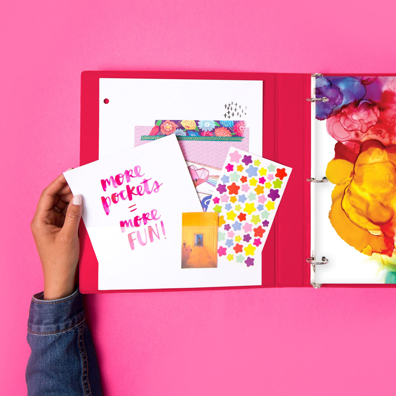 Avery + Amy Tangerine Designer Collection Binder, 1.5 Inch Round Rings, 275-Sheet Capacity, Watercolor Rainbow (28347) 1.5" 1 pack