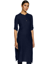 Aurelia Womens Mandarin Collar Solid Kurta