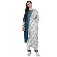 Stylum Women's  Printed Cotton Straight Kurta Pant Dupatta Set