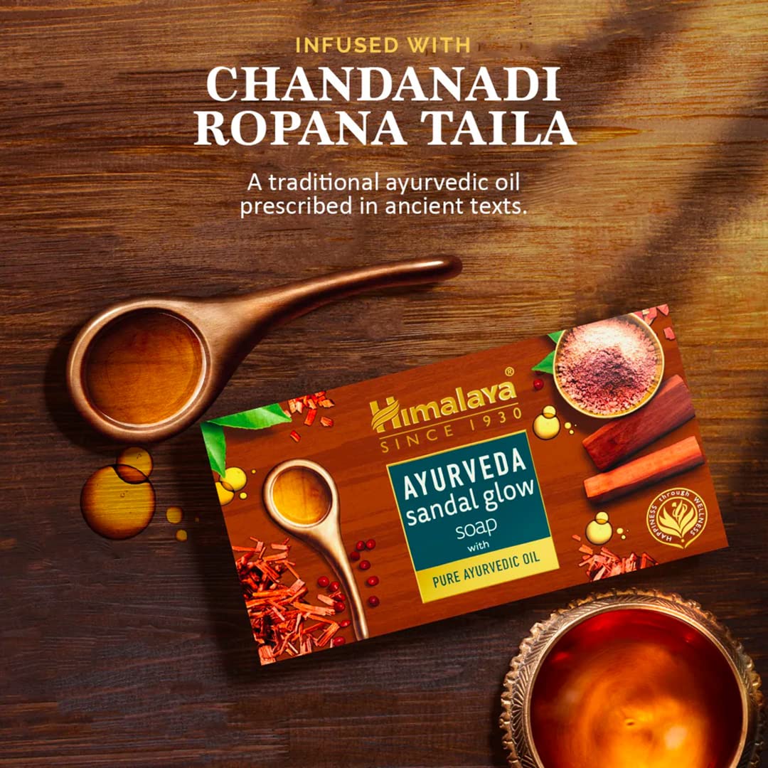 Himalaya Ayurveda Sandal Glow Soap, 75 Gm (Pack Of 4, 300 Gm)