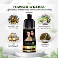 Herbishh Dark Brown Hair Color Shampoo, 3 in 1, 100% Grey Coverage, Hair Color for Men & Women, Long-lasting Color in 15-20 Mins, Ammonia-free, 200 ml