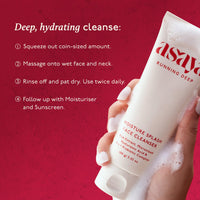 Asaya Hydrating Gentle Face Wash | Korean Rice Water & Hyaluronic Acid | Brightens, Soothes & Strengthens Skin Barrier | Pre + Probiotics for Microbiome Balance | Deep Cleansing, Non-Stripping & Moisturizing | Minimizes Pores & Evens Tone | For Sensitive,