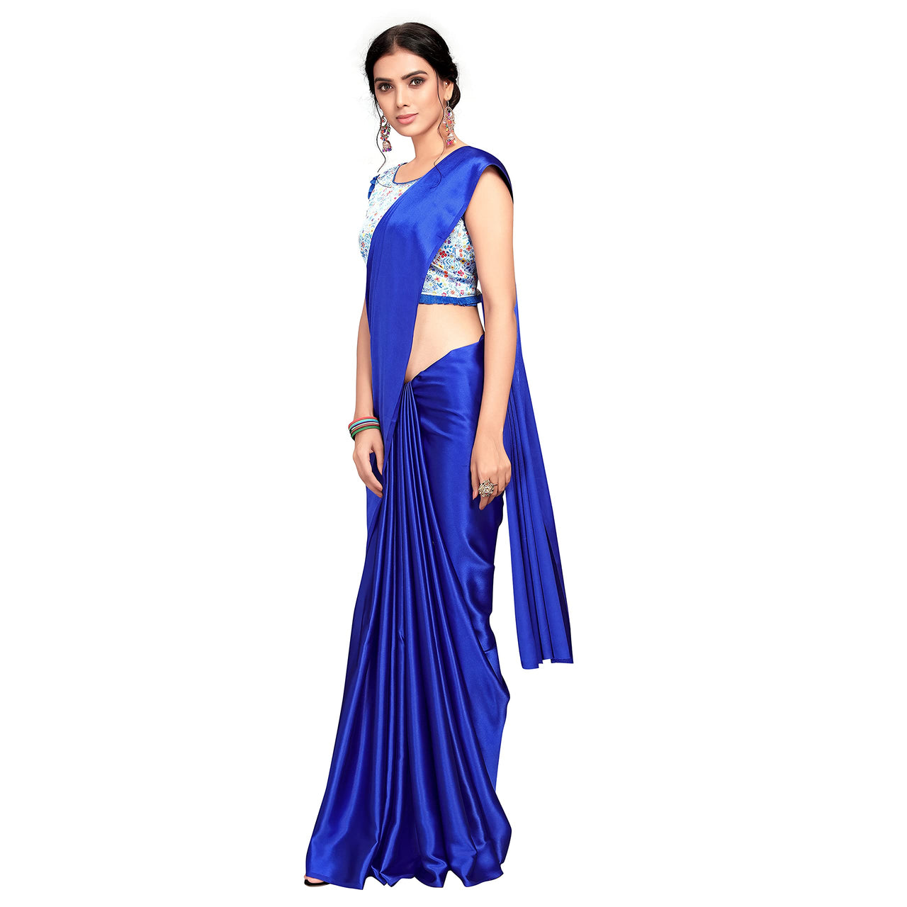 Cloud walker Women Soft Satin Silk Saree With Digital Printed Unstiched Blouse Piece(5.5m Saree +0.8m Blouse Piece).