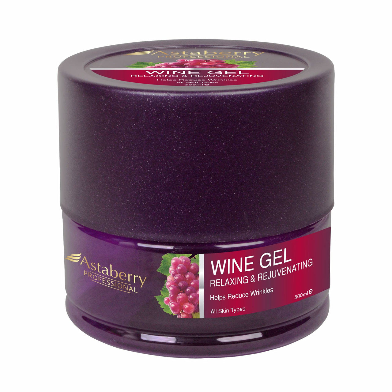 Astaberry Professional Wine Gel 500ml - Improves Skin Moisturization | Firmness & Elasticity | Relaxing & Rejuvenating | Reduce Fine Lines & Replenish Depleted Moisture