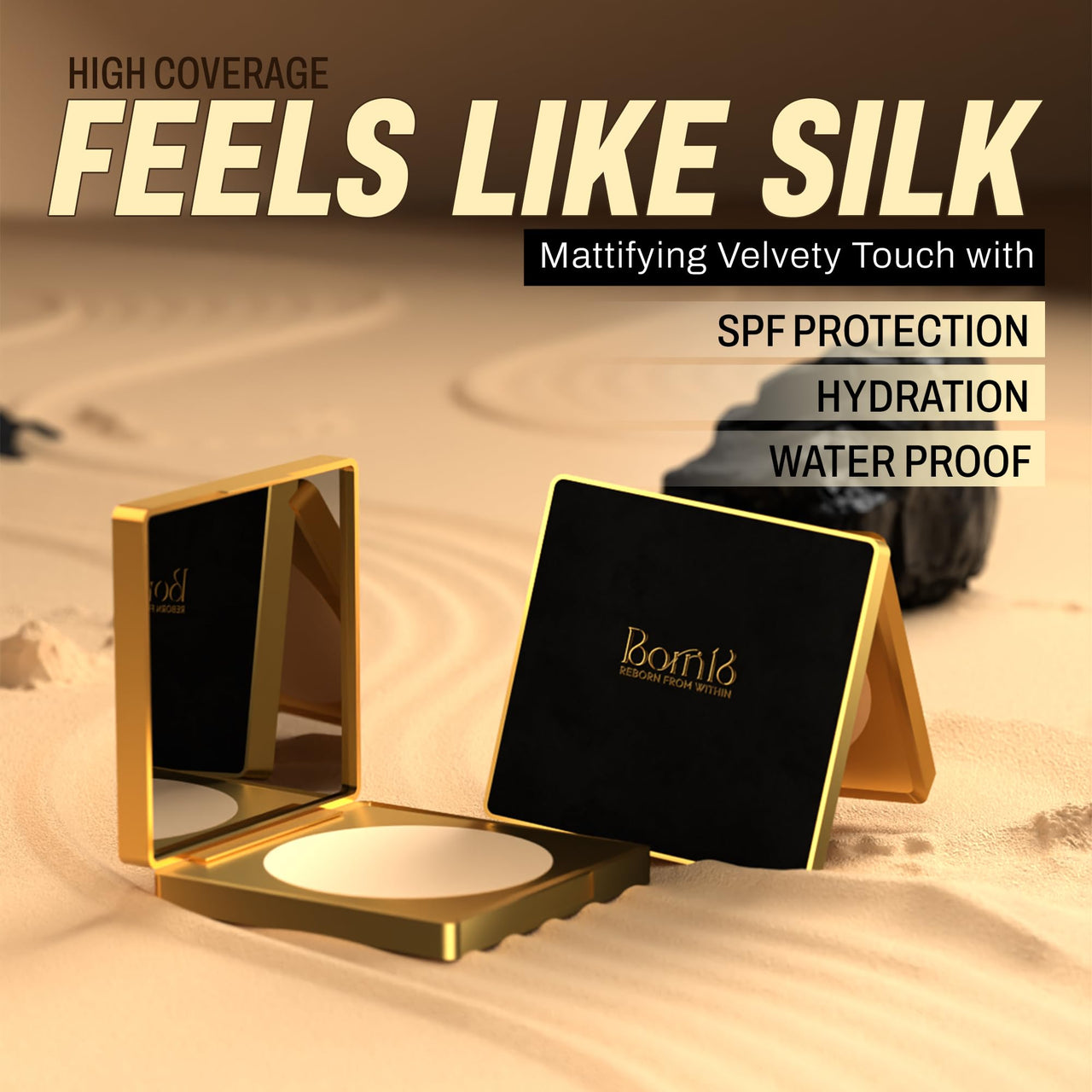 Born16 Moon Duchess Velvet Hydrolock Compact Powder – Ashley | India’s First Encapsulated Hyaluronic Acid | Medium-High Coverage, Smooth-Matte Finish | 24-Hour Stay with Vitamin E & SPF, 9g