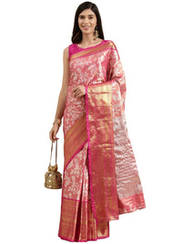 Pandadi Saree Women's  Arasi Soft Tissue Banarasi Silk Dharmavaram Pattu Saree With Unstiched Blouse Piece