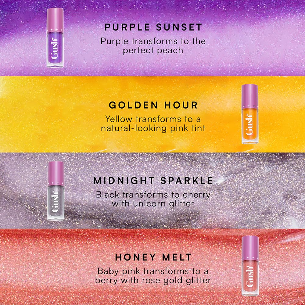 GUSH Pink Tint Colour Changing pH Lip Oil | Long Lasting Hydration & Nourishment | Enriched with Jojoba and Rosehip Oils | Weightless, Non-Sticky & Glossy Finish | (Golden Hour 5ml)