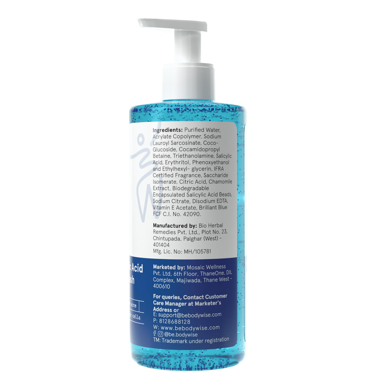 Be Bodywise 1% Salicylic Acid Body Wash 750 ml | Pack of 2 | Refreshing Showering Gel that Helps to Prevent Body Acne & Cleanse Skin | Paraben and SLS free